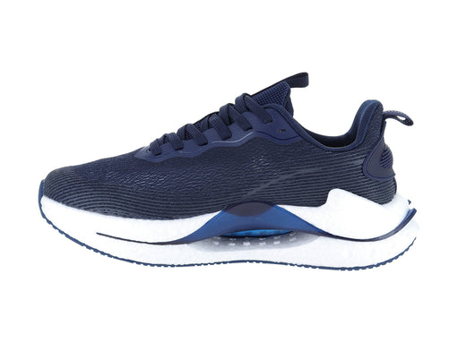 Tenis de baloncesto ATOK en color azul marino con suela blanca gruesa y diseño moderno de tela.