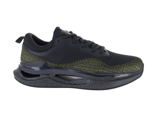 Tenis de baloncesto marca ATOK en color negro con detalles verdes y suela amortiguada.