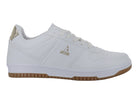 Tenis blancos para Mujer marca ATOK con suela color café y detalle dorado en el talón.