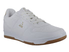 Tenis blancos para Mujer marca ATOK con suela color café y detalle dorado en el talón.