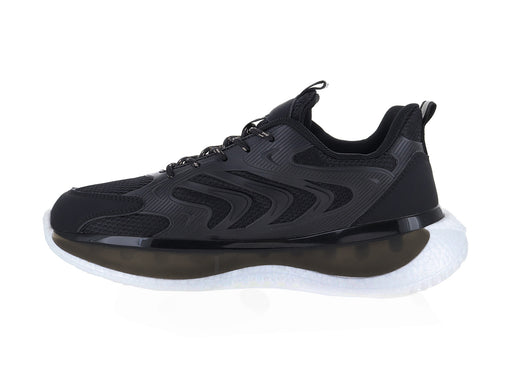 Tenis de baloncesto marca ATOK en color negro con detalles blancos y suela blanca.