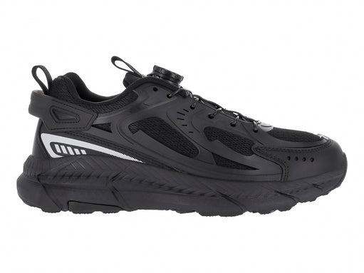 Tenis de baloncesto ATOK color negro con detalles blancos y suela gruesa.