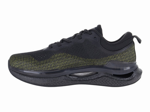 Tenis de baloncesto marca ATOK en color negro con detalles verdes y suela amortiguada.