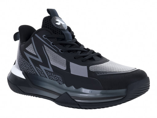 Tenis de baloncesto ATOK PERFORMANCE en colores negro y gris con detalles blancos y diseño deportivo moderno.