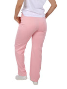 Pantalón rosa de corte recto con cintura de jareta.