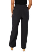 Pantalón color gris oscuro de corte ancho con bolsillos frontales y talle alto para mujer.